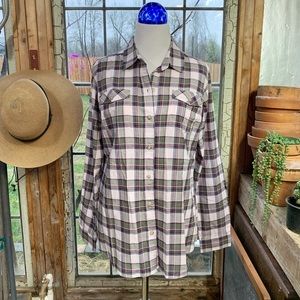 Eddie Bauer plaid button down long sleeved top